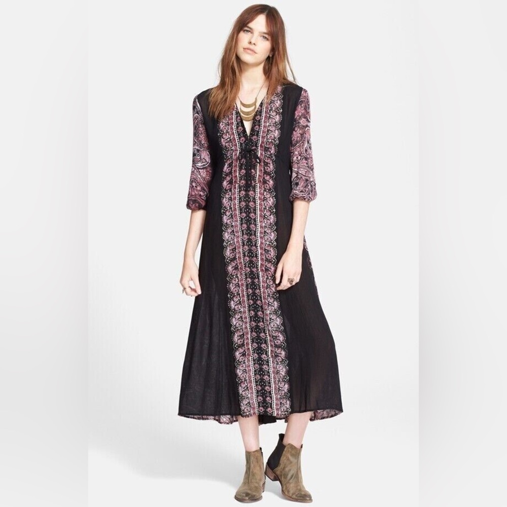 Free People Azaelea Printed Boho A-line Midi/Maxi Dress